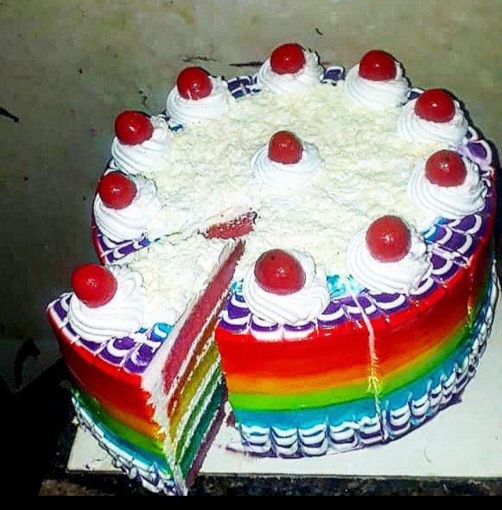 Rainbow Fresh Cream Cake (1 kg)